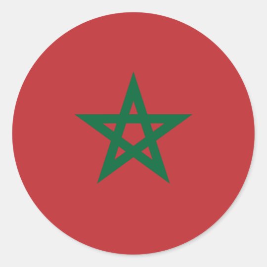 Marocko Marockansk Flagga Runt Klistermarke Zazzle Se