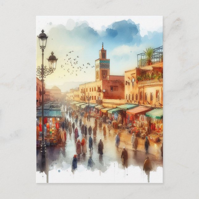 Marocko Marrakesh Medina Vykort (Framsida)