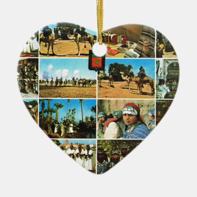 Marocko norrafrika, Marrakesh multiview Julgransprydnad Keramik (Framsidan)