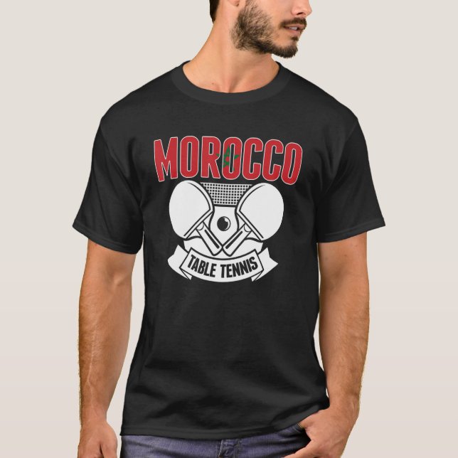 Marocko Ping Pong Moroccan Bord Tennis Team Supp T Shirt (Framsida)