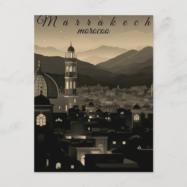 Marocko Resa Postkort Konst, Marrakech Resa Konst Vykort (Framsida)