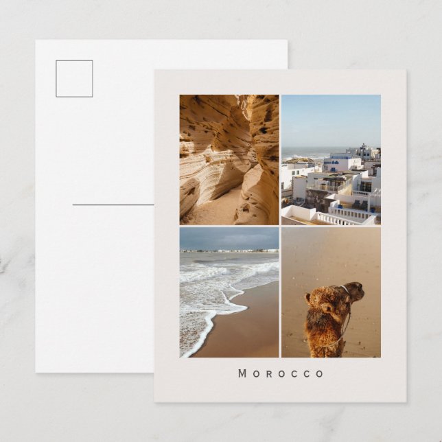 Marocko Resebildcollage (Sandiga kuster) Vykort (Fram/baksida)