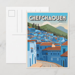 Marocko resepresentkort chefchaoun, blå stad prese vykort