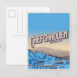 Marocko resepresentkort chefchaoun, blå stad prese vykort