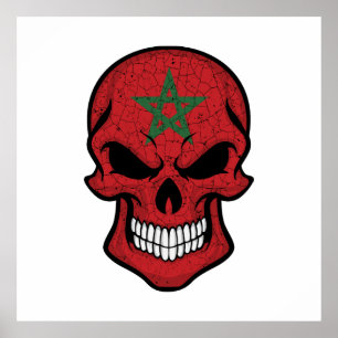 Marocko Smiling Skull Flagga Poster