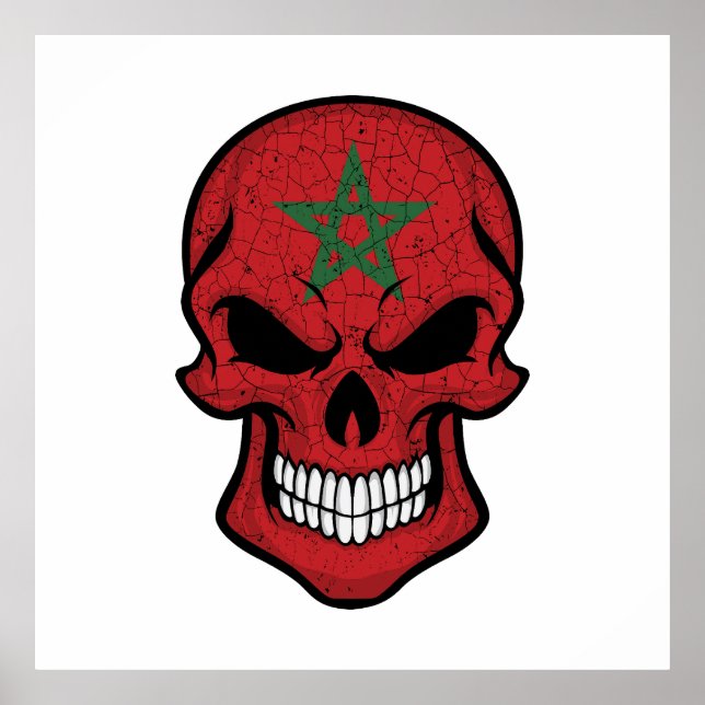 Marocko Smiling Skull Flagga Poster (Framsidan)