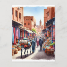 Marocko Street Watercolor