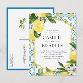 Marocko Tile Mönster och Lemons QR-koden Bröllop Inbjudan Vykort