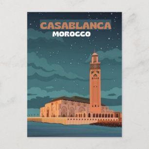 Marocko Travel Postcard Art, casablanca Travel Art Vykort