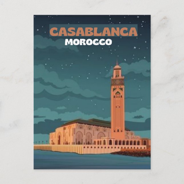 Marocko Travel Postcard Art, casablanca Travel Art Vykort (Framsida)