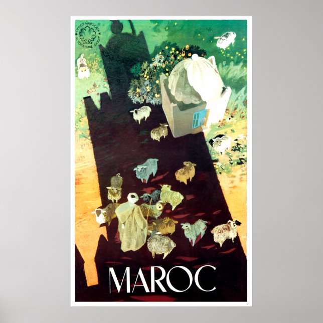 Marocko, ytvy view, herde, med hans skepp poster (Framsidan)