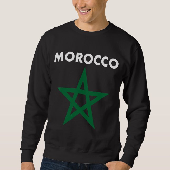 Marockos Flagga Flagga av Marockos För manar och k Lång Ärmad Tröja (Framsida)