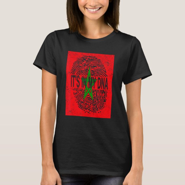 Marockos Flagga I min DNA-marockanska Flagga T Shirt (Framsida)
