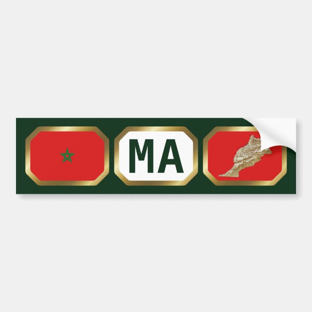 Marockos flagga kartkod Bumperdekal Bildekal (Framsidan)