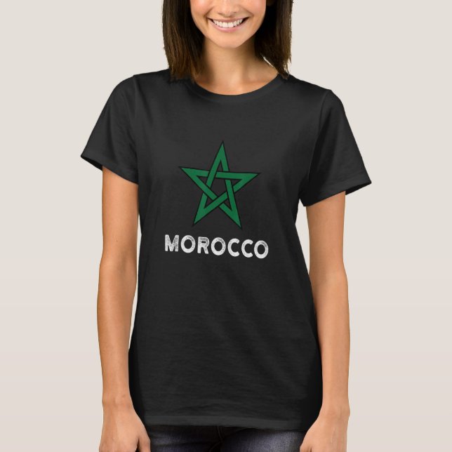 Marockos Flagga-kvinnors barn Maroc Moroccan Flagg T Shirt (Framsida)