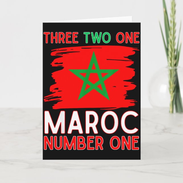 Marockos Flagga Marockansk Fotbollssupporter För M Kort (Framsida)