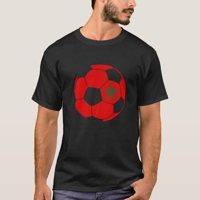 Marockos Flagga marockanska fotbollssupporter För  T Shirt (Framsida)