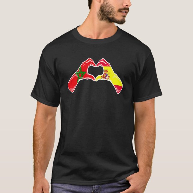 Marockos Flagga - marockanskt spanskt hjärta T Shirt (Framsida)