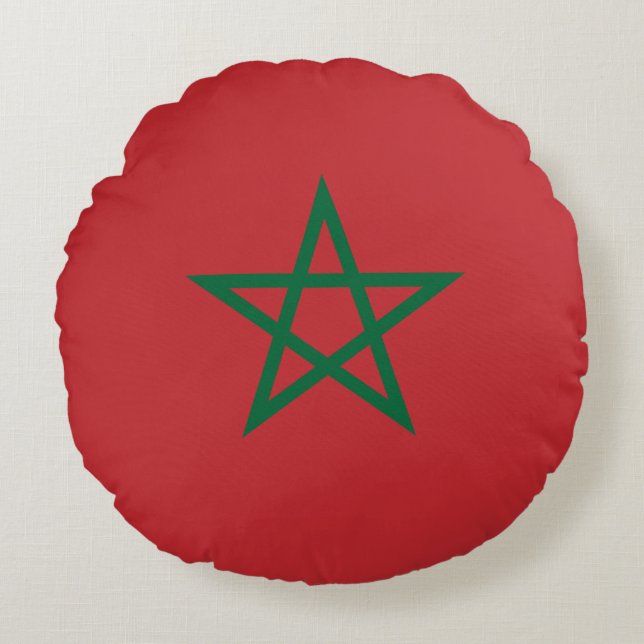 Marockos flagga rund kudde (Framsidan)