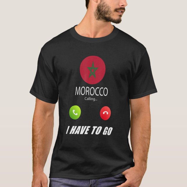 Marockos flagga souvenir Marocko kallar Är Samtal T Shirt (Framsida)