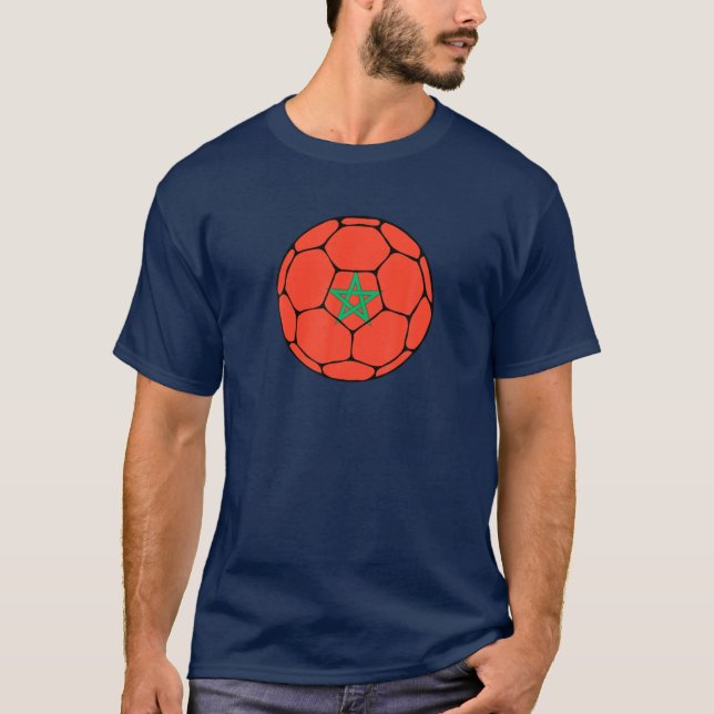 Marockos fotbollslag Supporter Marockos Flagga man T Shirt (Framsida)