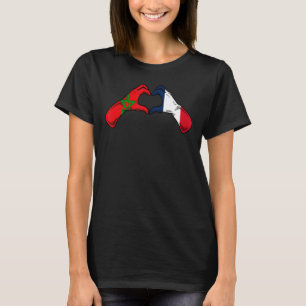 Marockos Frankrike Flagga Moroccan Fransk Heart T Shirt