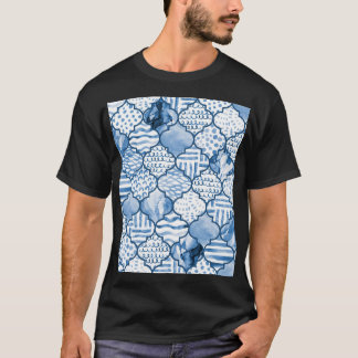 Marockos geometriska, vattenfärgade, sömlösa mönst t shirt