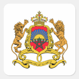 Marockos landsdräkt vapen symbol emblem flagga fyrkantigt klistermärke