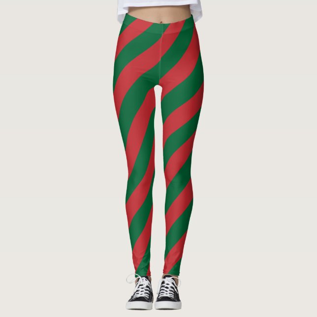 Marockos nationella Flagga Färg diagonal strimlad Leggings (Framsida)