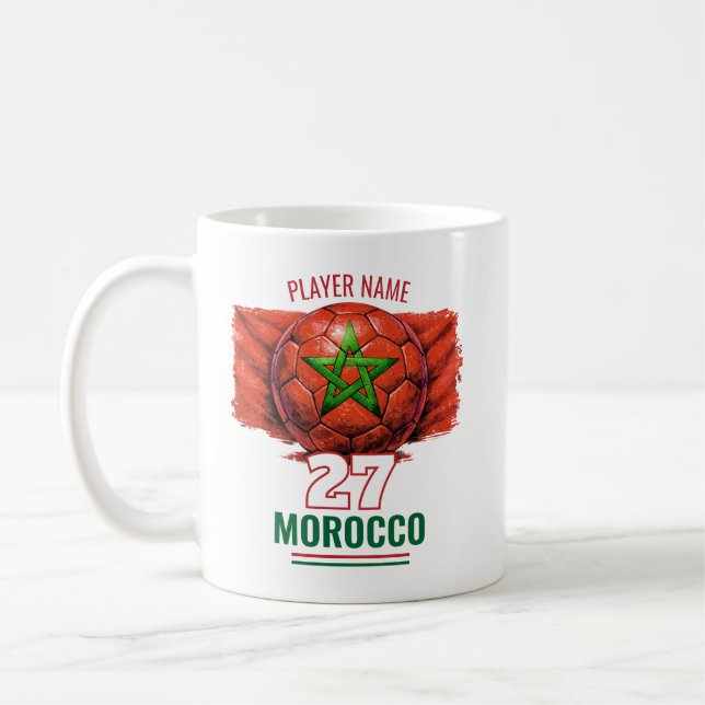 Marockos nationella fotbollsflagga arv fotboll kaffemugg (Vänster)