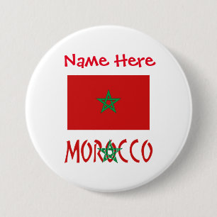 Marockos och Marockos Flagga Red Personalization Knapp