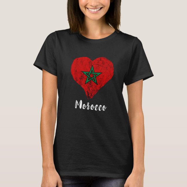 Marockos Pride Marocko Heart Moroccan Roots Morocc T Shirt (Framsida)