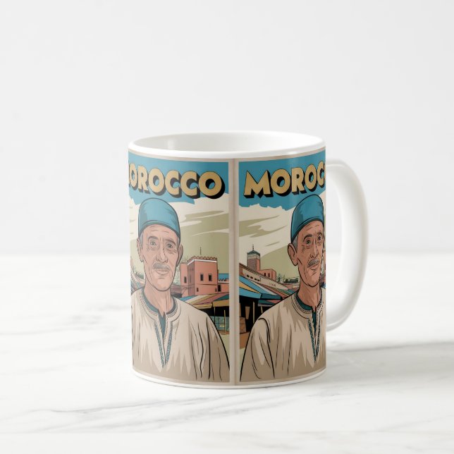 Marockos resevykort med lokal gåva kaffemugg (Framsida höger)