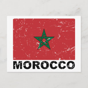 Marockos vintageflagga vykort