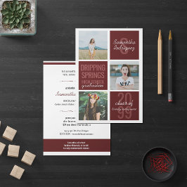 Maron 3-Photo Roligt Boxes Studenten-inbjudan Inbjudningar