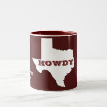 Maron Anpassningsbar Text Texas Karta kontur Howdy