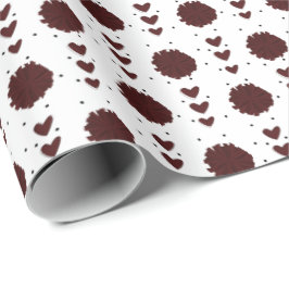 Maron CheerLeader Pom Poms & Hearts Mönster Presentpapper