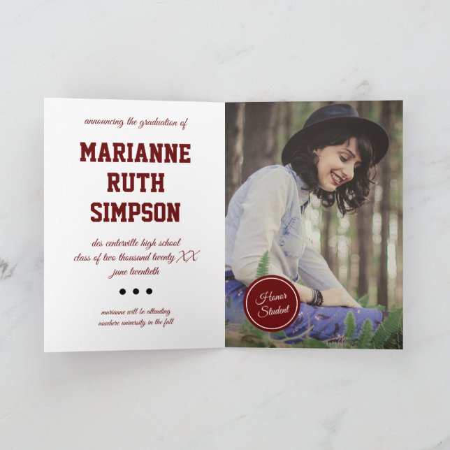 Maron Circles Photo Studenten Inbjudan (Inuti)