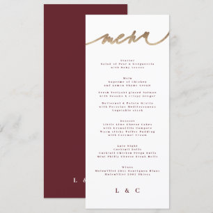 Maron Classic Mörk Red Plum Burgundy Bröllop Meny