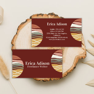 Maron Earth Tone Abstrakt Boho Chic Visitkort