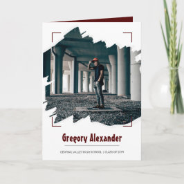 Maron Edgy Abstrakt Brushstroke Photo Studenten Inbjudan