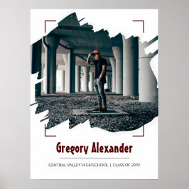 Maron Edgy Abstrakt Brushstroke Photo Studenten Poster