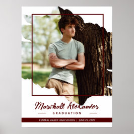 Maron Edgy Abstrakt Torn Photo Studenten Poster