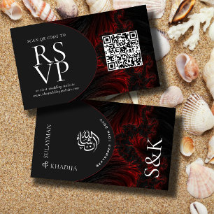 Maron Elegant QR Kod OSA Muslim Bröllop Website Tilläggskort