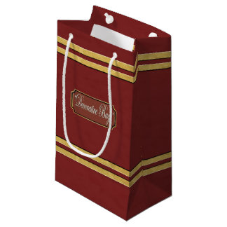 Maron eller Red Guld Linjer Small Gift Bag