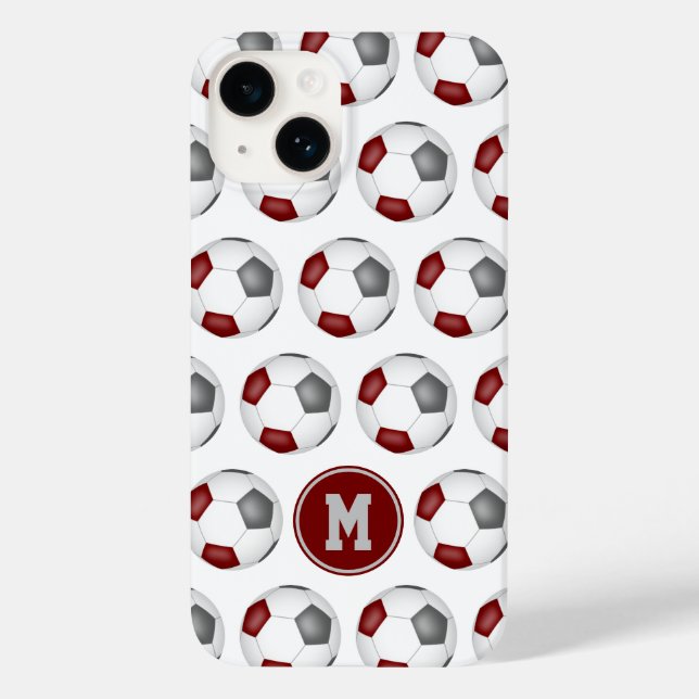 Maron grått-fotbollar mönster monogrammade (Baksida)