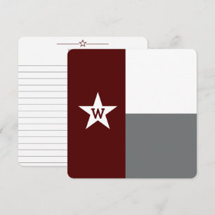 Maron & Grått Texas-Flagga-kort för flata anteckni