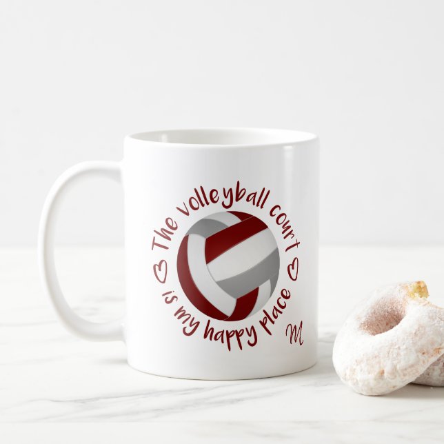 Maron grått volleyball-domstolen är min lycklig st kaffemugg (Med munk)