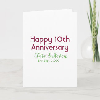 MARON GREEN PASTEL happy 10th anniversary wedding Kort