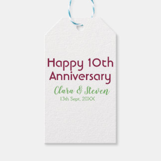 MARON GREEN PASTEL happy 10th anniversary wedding Presentetikett